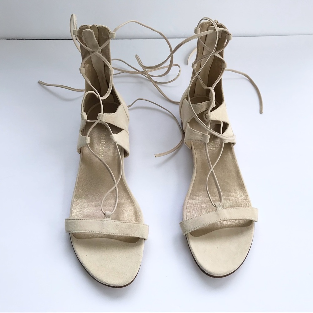 ✴️ Stuart Weizmann Champagne Suede Gladiator Sandals, Sz9, NWOT.